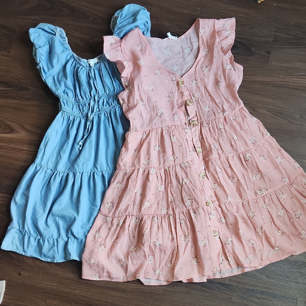 Ultra Flirt Pink Floral and Blue Kids Dresses